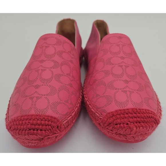 Coach CARLEY Pink W/8.5 Leather Espadrille AUTH Cottagecore Balletcore LOGO *EUC - Picture 9 of 15